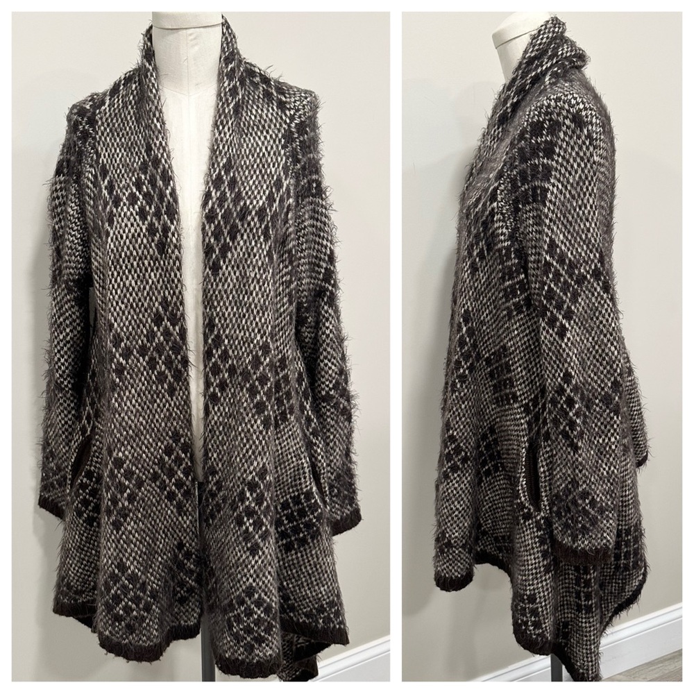 BCBGMAXAZRIA Women's Long Sleeve Open Waterfall Cardigan Brown Size Medium